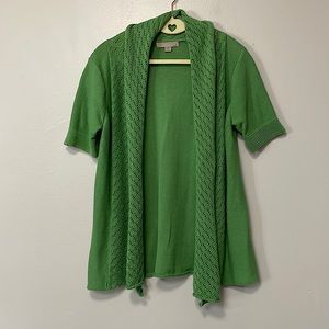 Green sweater. Open front. Size small